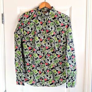 0039 Italy Red Hearts Green Palm Leaf Cotton Shirt